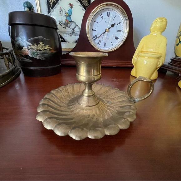 Vintage brass candle holder chamberstick